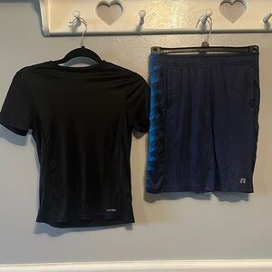 Shirt/Shorts Combo…. Russell Athletic Kids Navy and Blue Shorts and DryTEK shirt